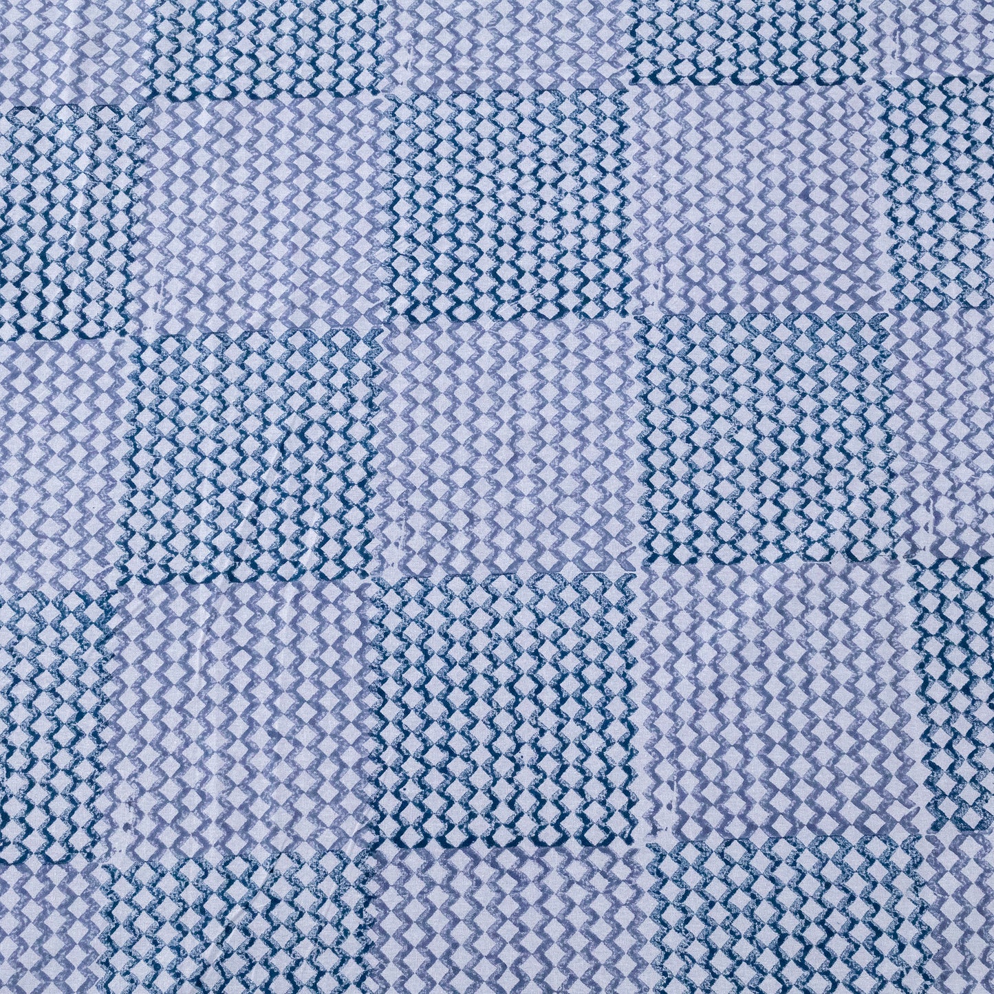 Blue and Gray Block Print Cotton Tablecloth, Handmade Indian Rectangle Table Linen - My Store