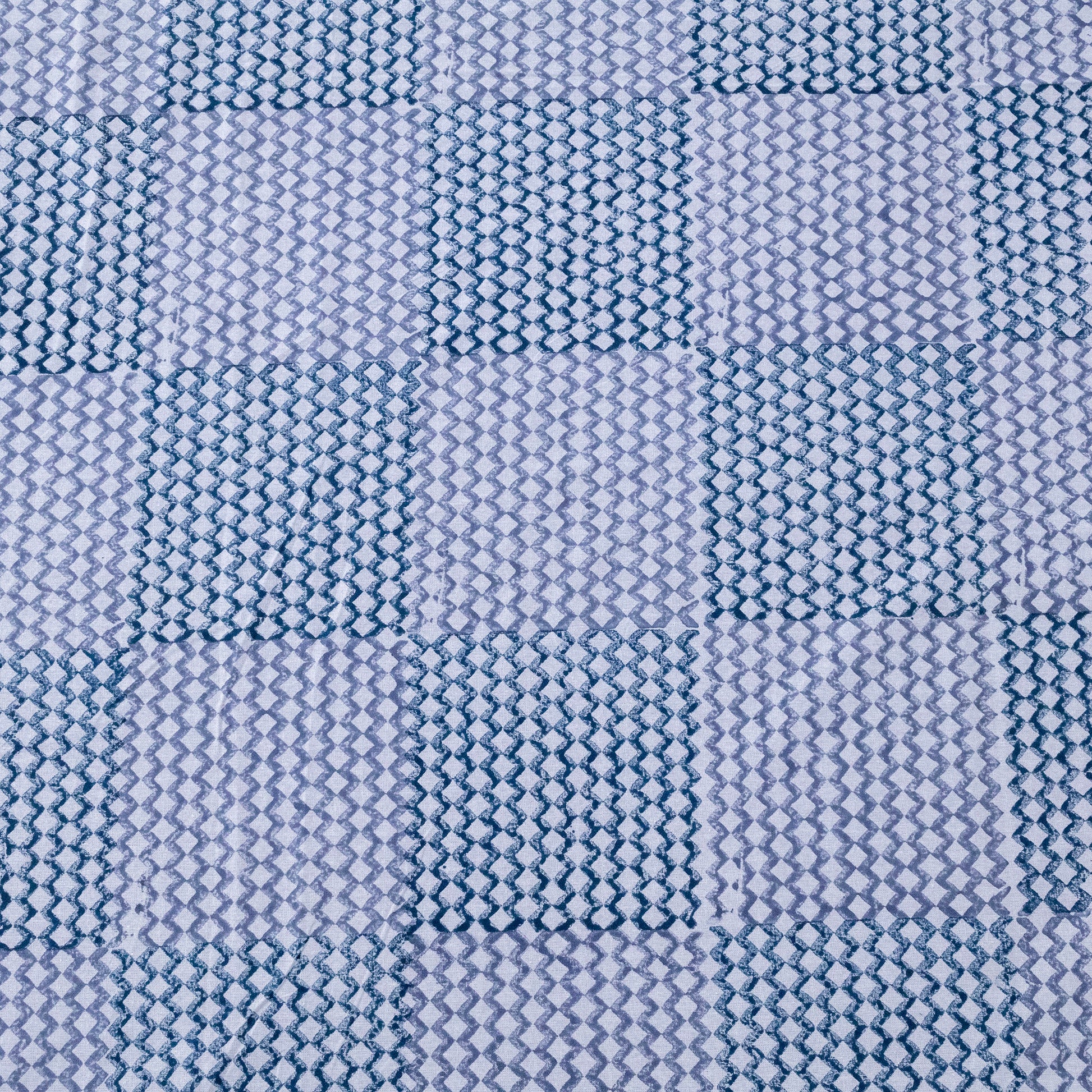 Blue and Gray Block Print Cotton Tablecloth, Handmade Indian Rectangle Table Linen - My Store