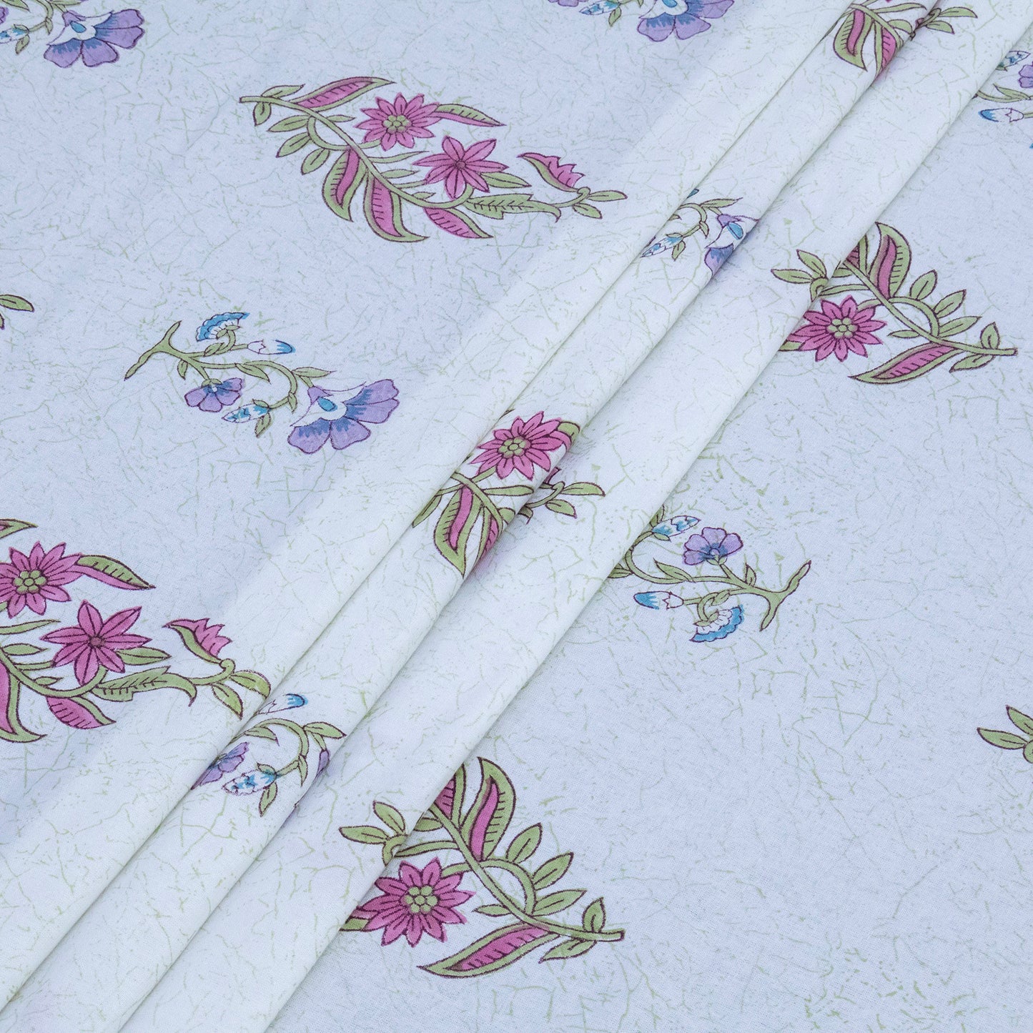 Cotton Bedsheet – Hand Block Floral Print – White and Pink – King, Queen, Twin Sizes - My Store