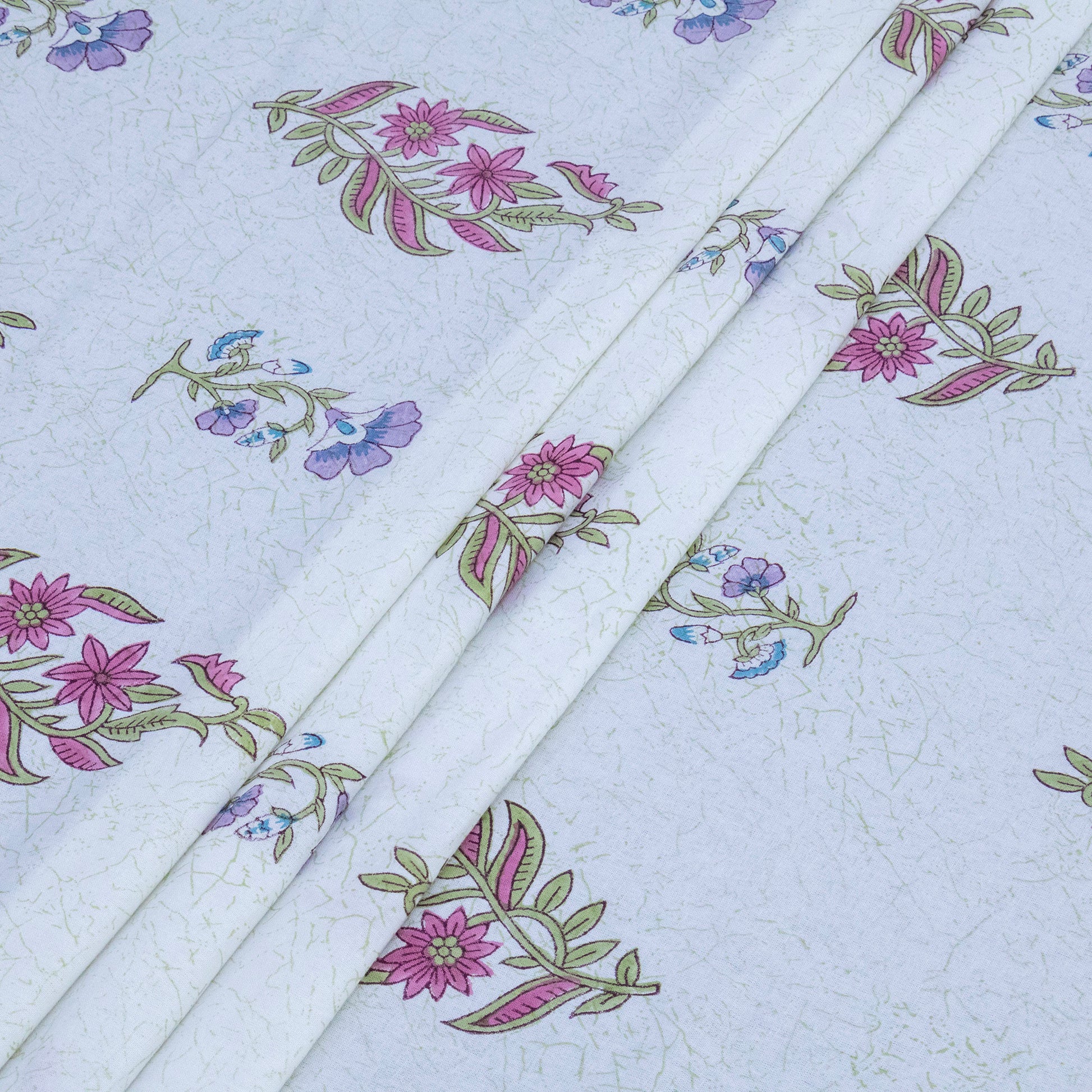 Cotton Bedsheet – Hand Block Floral Print – White and Pink – King, Queen, Twin Sizes - My Store