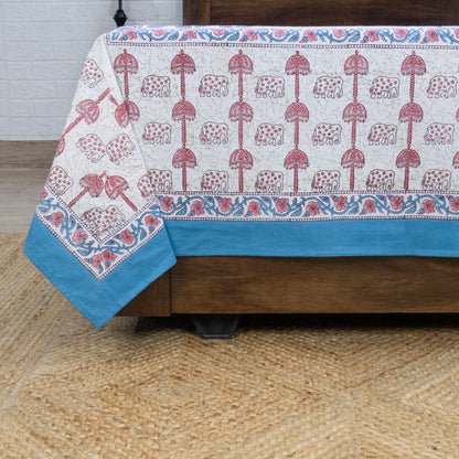 Indian Handmade Block Printed White and Pink Floral Pattern Cotton Bed sheet For living Room, Kids Room - My Store