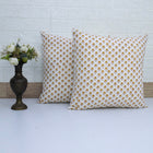 Yellow Floral Print Pillow Cover Block Printed Cotton Cushion Cover Boho Sofa Decor Housewarming Gift