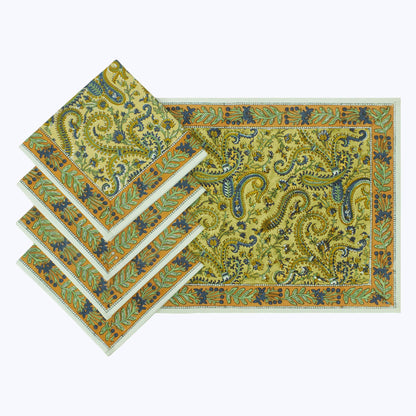 Orange and Blue Handmade Cotton Set 4 Napkins - My Store