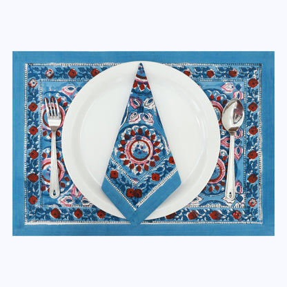 Hand Block Printed Cotton 4 Pieces Napkins Set - My Store
