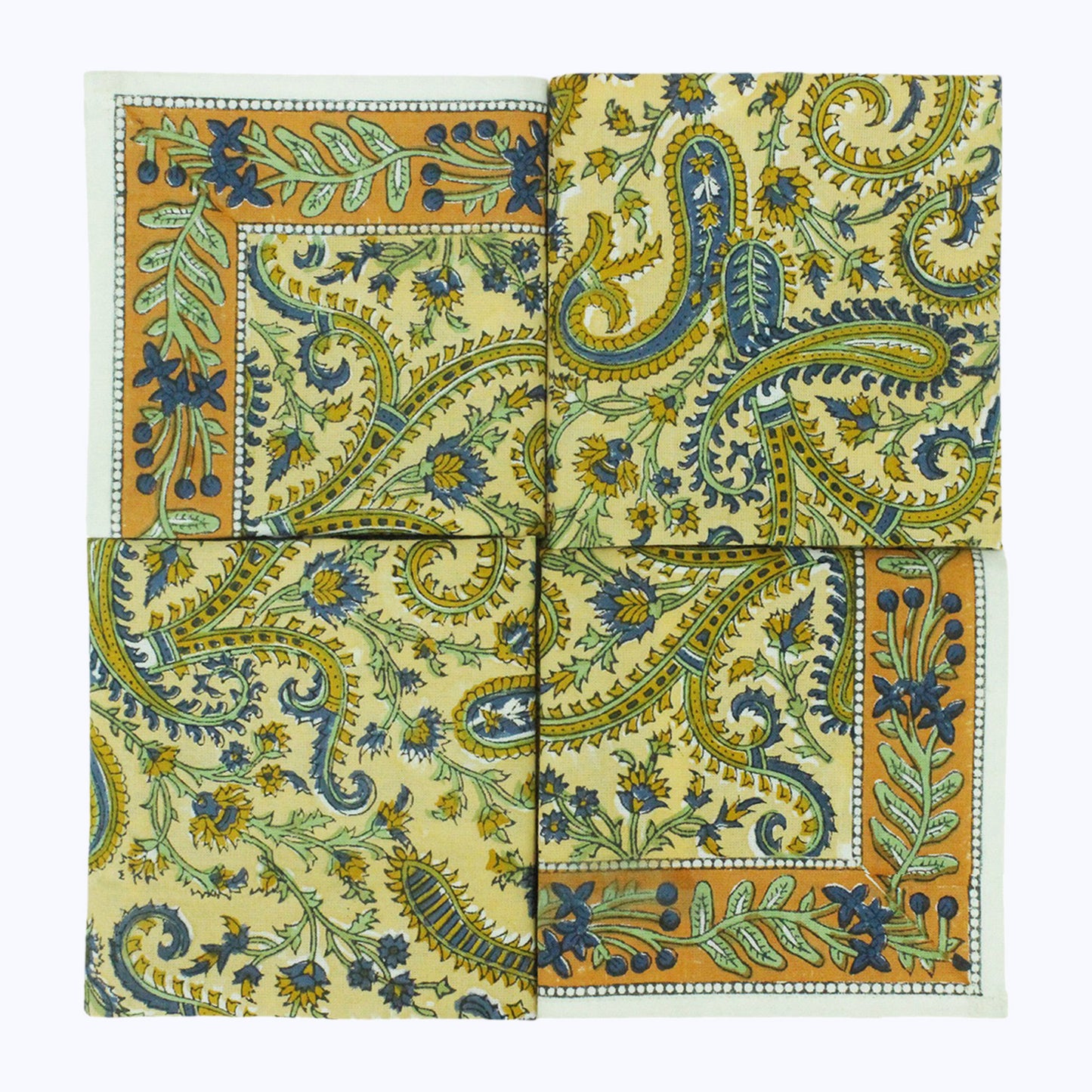 Orange and Blue Handmade Cotton Set 4 Napkins - My Store