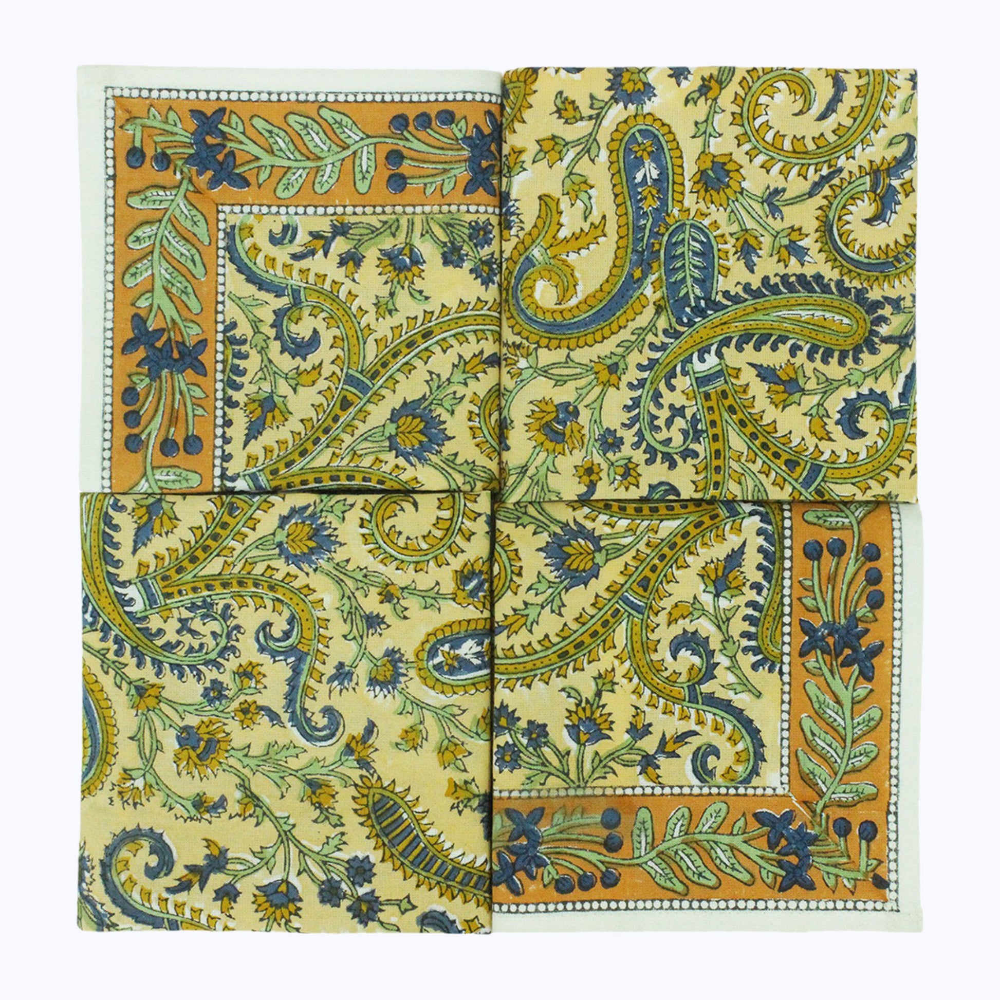 Orange and Blue Handmade Cotton Set 4 Napkins - My Store