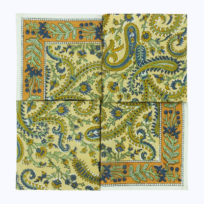 Orange and Blue Handmade Cotton Set 4 Napkins - My Store