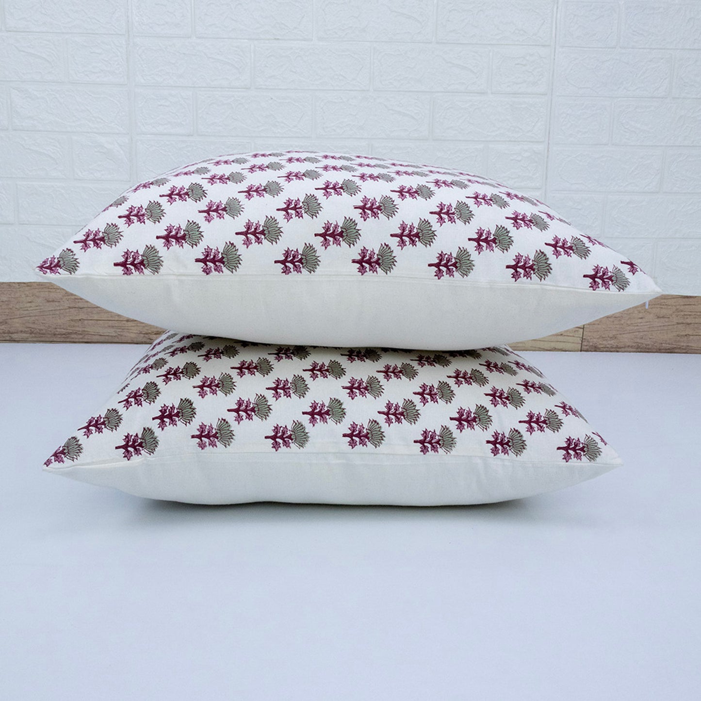 Block Printed Cotton Cushion Cover Floral Print Pillow Cover Handmade Boho Sofa Decor Cushion Cover Case