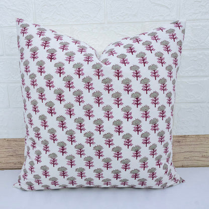 Block Printed Cotton Cushion Cover Floral Print Pillow Cover Handmade Boho Sofa Decor Cushion Cover Case