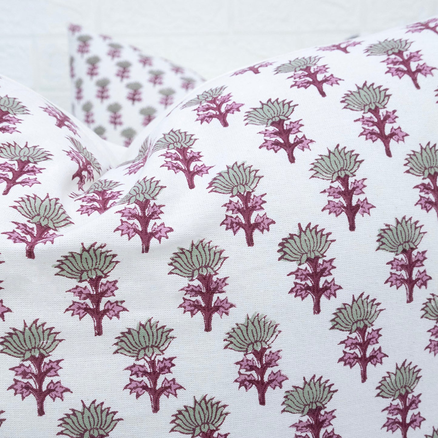 Block Printed Cotton Cushion Cover Floral Print Pillow Cover Handmade Boho Sofa Decor Cushion Cover Case