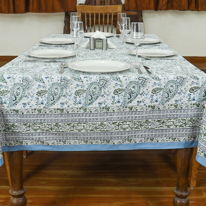 Green & White Rectangle Dining Table Cover - Home Living Table Linen - My Store