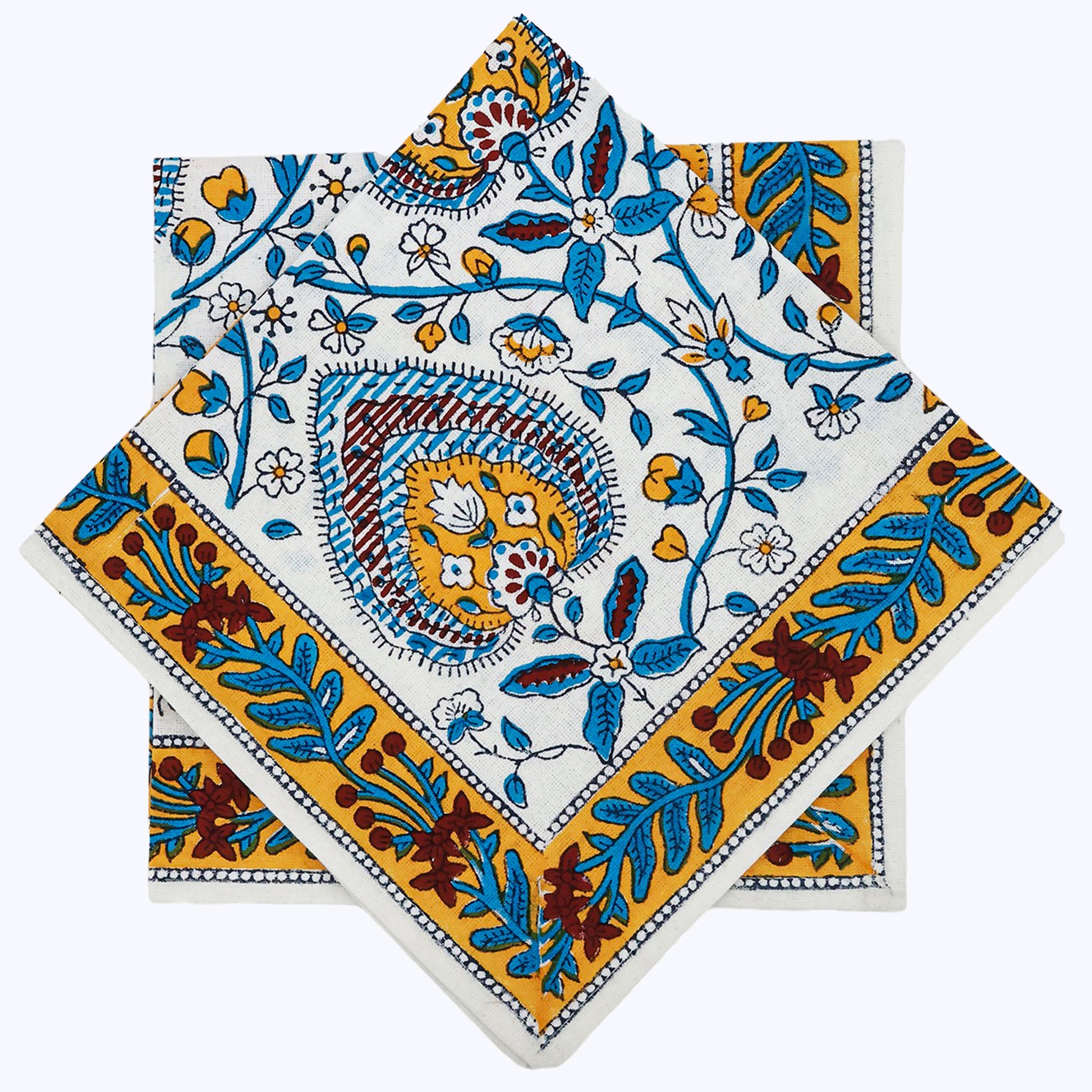 Indian Hand Block Printed Cotton Napkins Set Of 4 - My Store