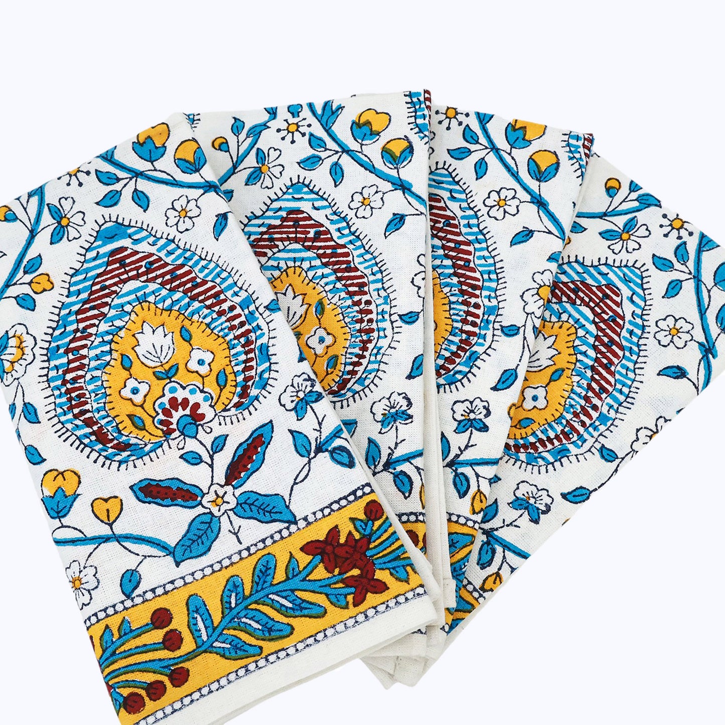 Indian Hand Block Printed Cotton Napkins Set Of 4 - My Store