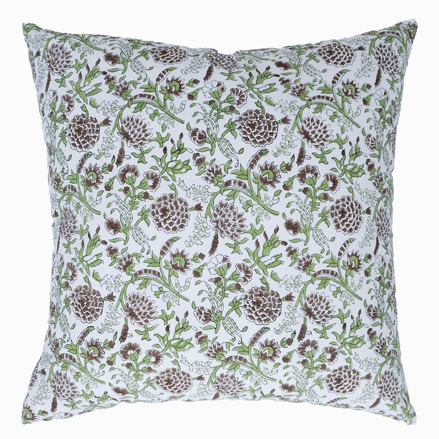 Brown Floral Pillow Cover Hand Block Printed Cushion Cover Boho Sofa Decor Pillow Cases