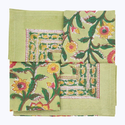 Handmade Block Printed Cotton Napkins Set Of 4 - My Store