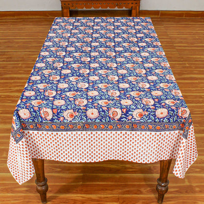 Indian Handmade Cotton Blue & Orange Wedding Tablecloth - My Store