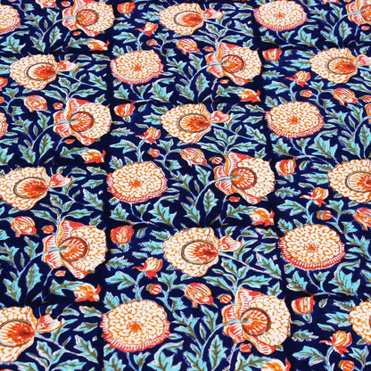 Indian Handmade Cotton Blue & Orange Wedding Tablecloth - My Store