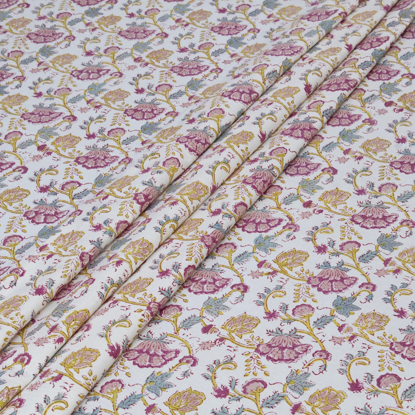 Cotton Bedsheet – Hand Block Floral Print – Pink and Yellow – King, Queen, Twin Sizes - My Store