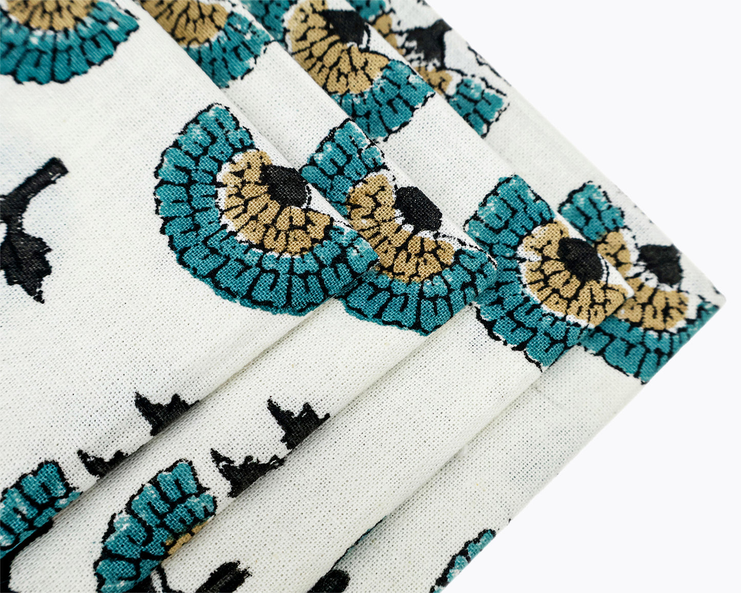 Hand Block Printed Cotton Napkin with Floral Pattern Set Of 4 Napkins - My Store
