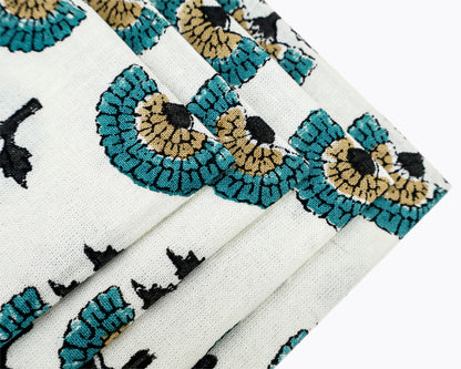 Hand Block Printed Cotton Napkin with Floral Pattern Set Of 4 Napkins - My Store