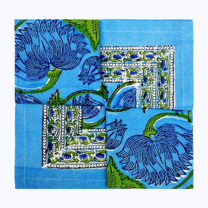 Indian Hand Block Printed Cotton 4 Pieces Napkins Set - My Store