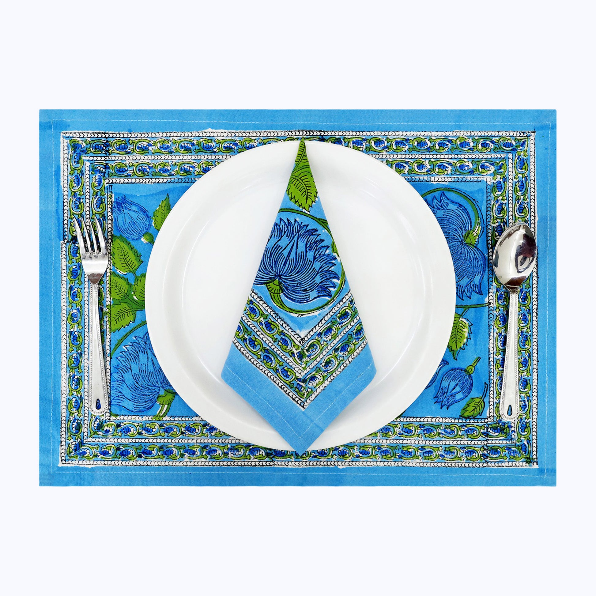 Indian Hand Block Printed Cotton 4 Pieces Napkins Set - My Store