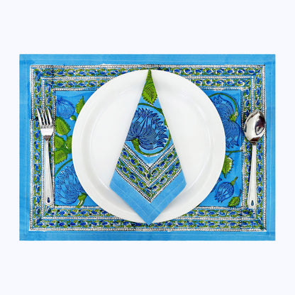 Indian Hand Block Printed Cotton 4 Pieces Napkins Set - My Store
