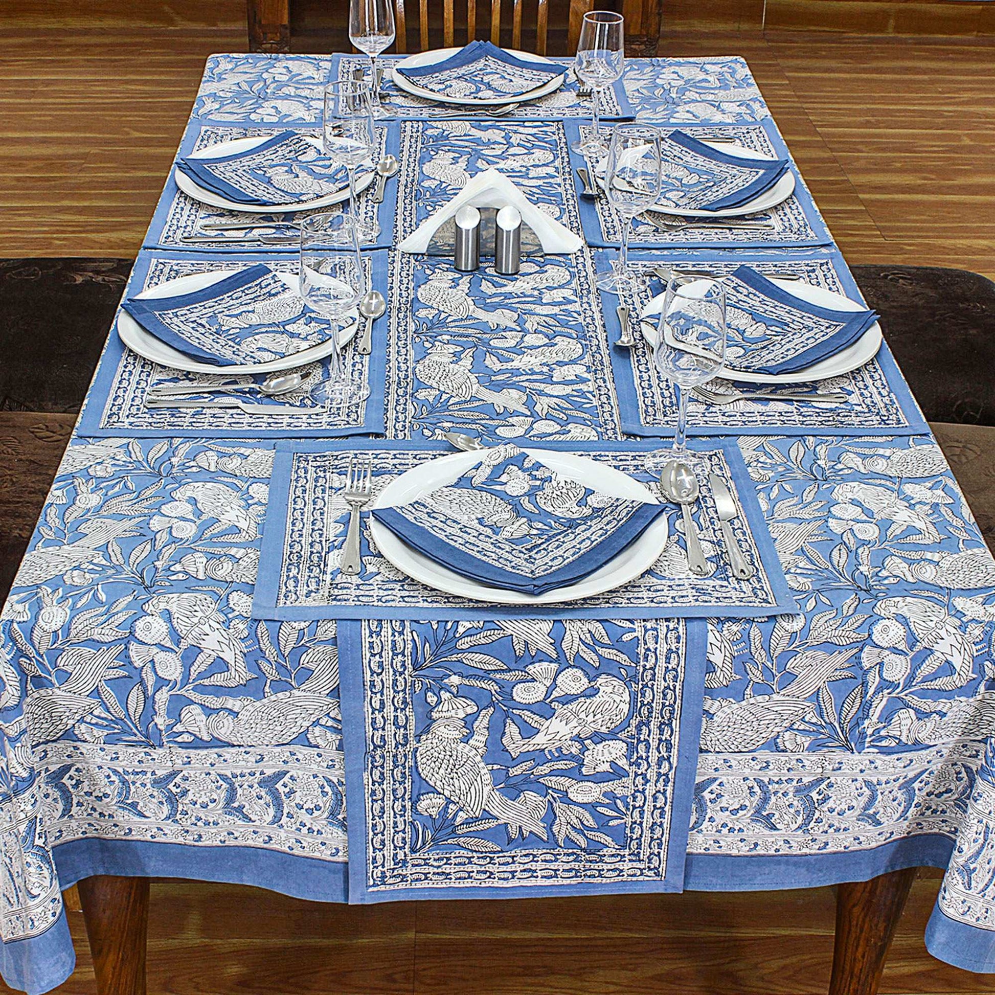 Floral Cotton Block Printed Tablecloth For Dinning Table Cover - My Store