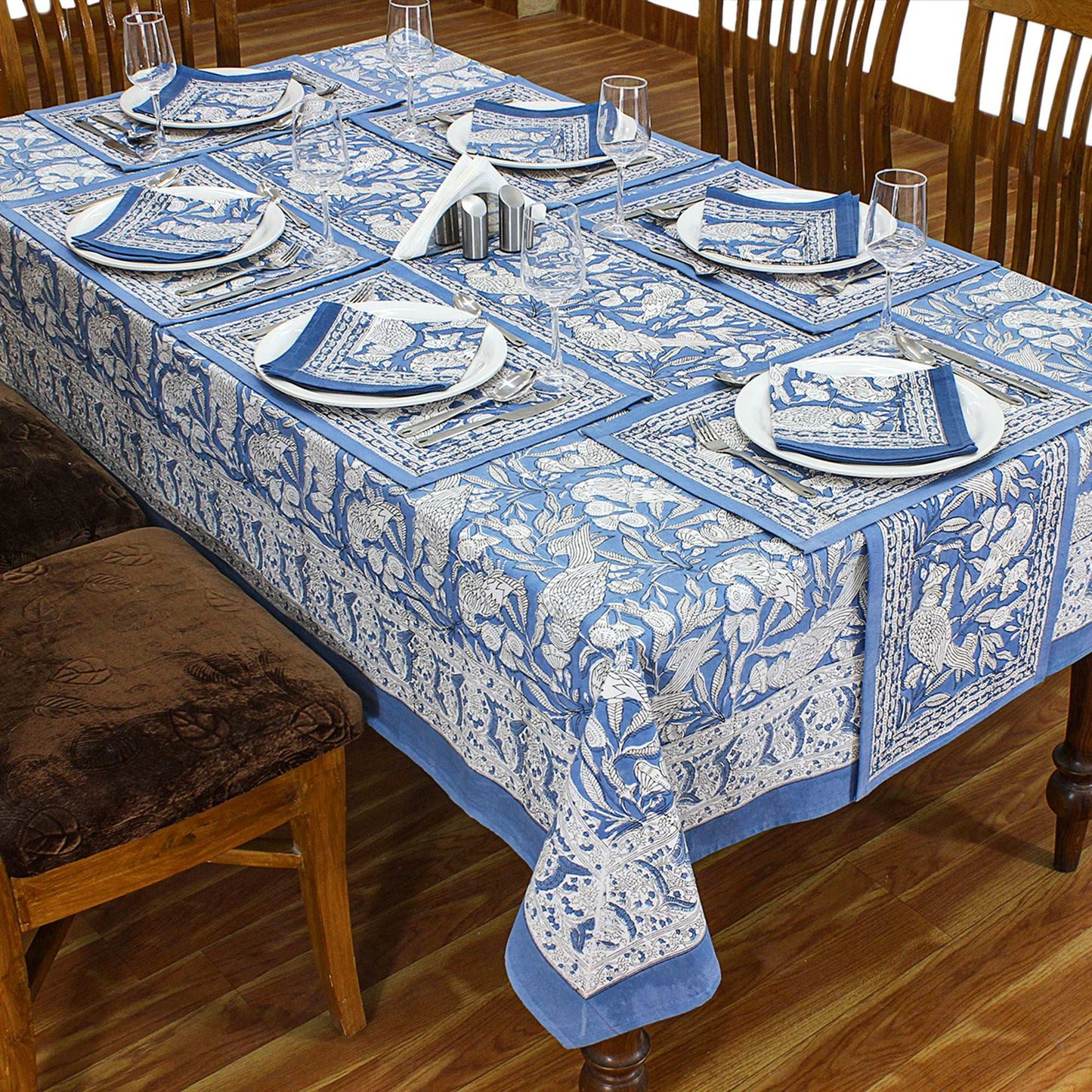 Floral Cotton Block Printed Tablecloth For Dinning Table Cover - My Store
