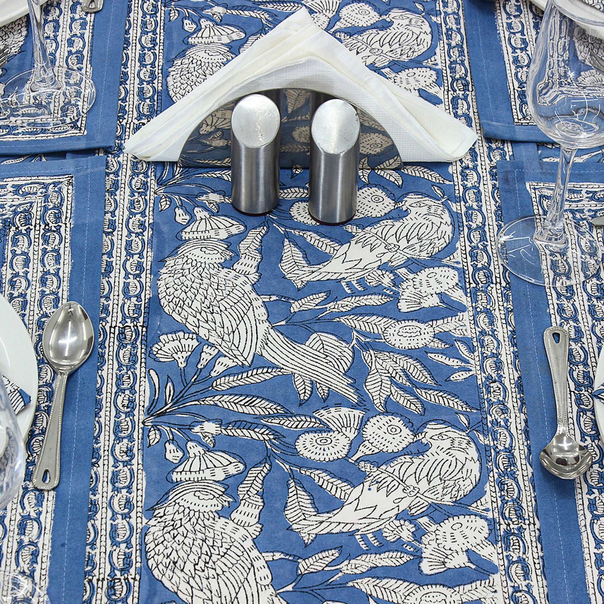 Floral Cotton Block Printed Tablecloth For Dinning Table Cover - My Store