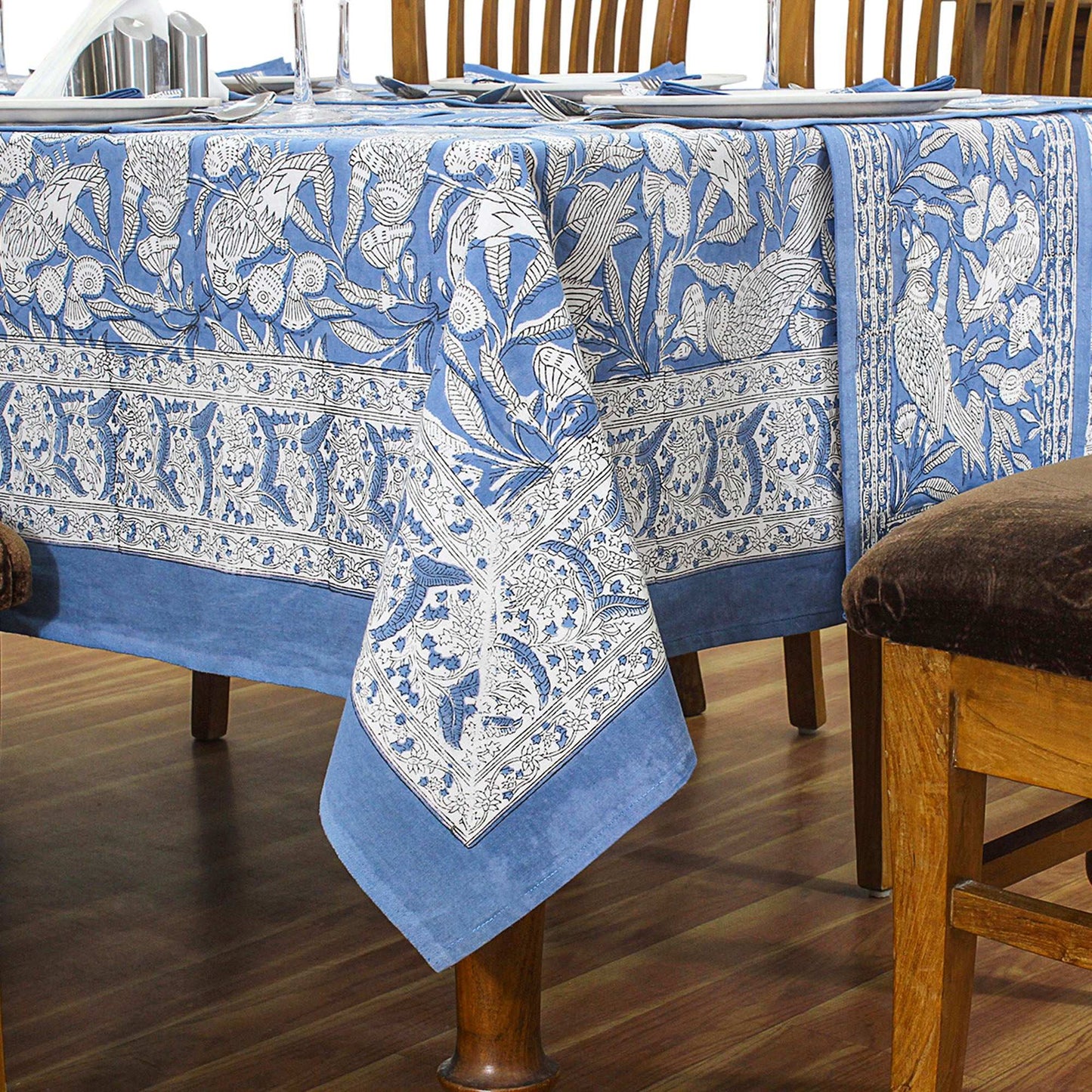 Floral Cotton Block Printed Tablecloth For Dinning Table Cover - My Store