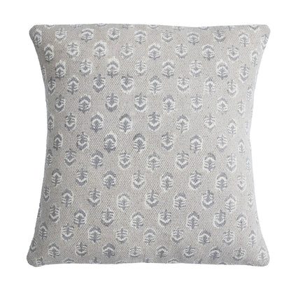 Hand Block Print Beige Leaf Cushion Cover – Cotton Decorative Pillow