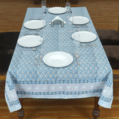 Blue and Green Floral Block Printed Table Cover & Gift for New Home Decoration - My Store