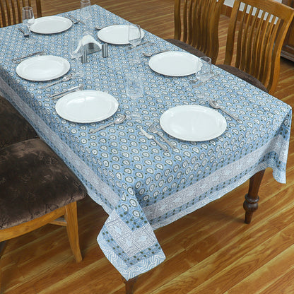 Blue and Green Floral Block Printed Table Cover & Gift for New Home Decoration - My Store