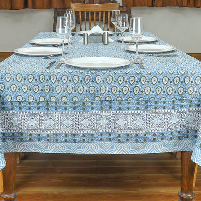 Blue and Green Floral Block Printed Table Cover & Gift for New Home Decoration - My Store
