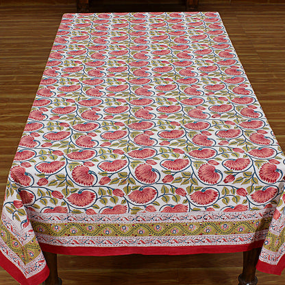 Handmade Red and White Block Printed Rectangle Dinning Tablecloth - My Store