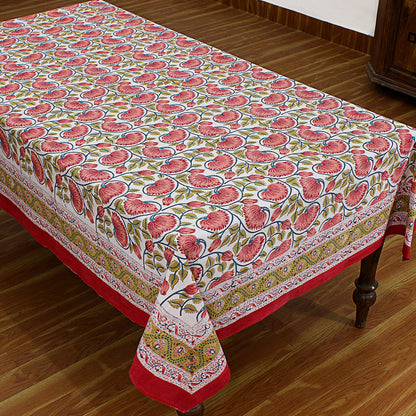 Handmade Red and White Block Printed Rectangle Dinning Tablecloth - My Store