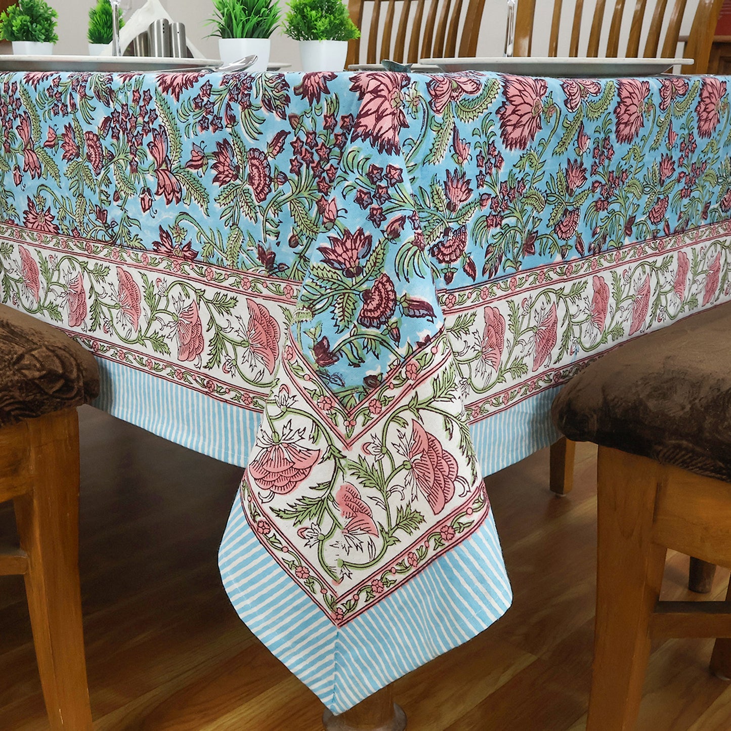Cotton Hand Block Printed Rectangle Tablecloth for Dinning Decor - My Store