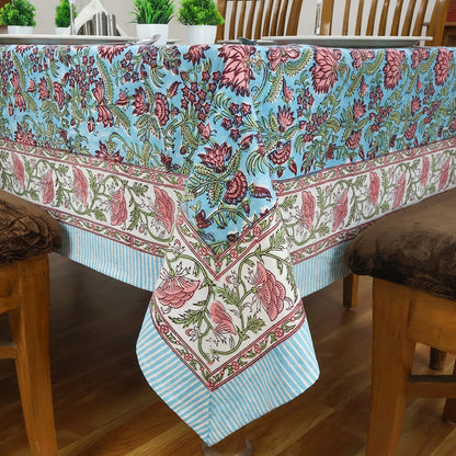 Cotton Hand Block Printed Rectangle Tablecloth for Dinning Decor - My Store