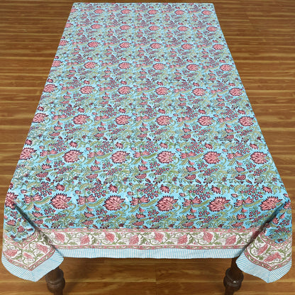 Cotton Hand Block Printed Rectangle Tablecloth for Dinning Decor - My Store