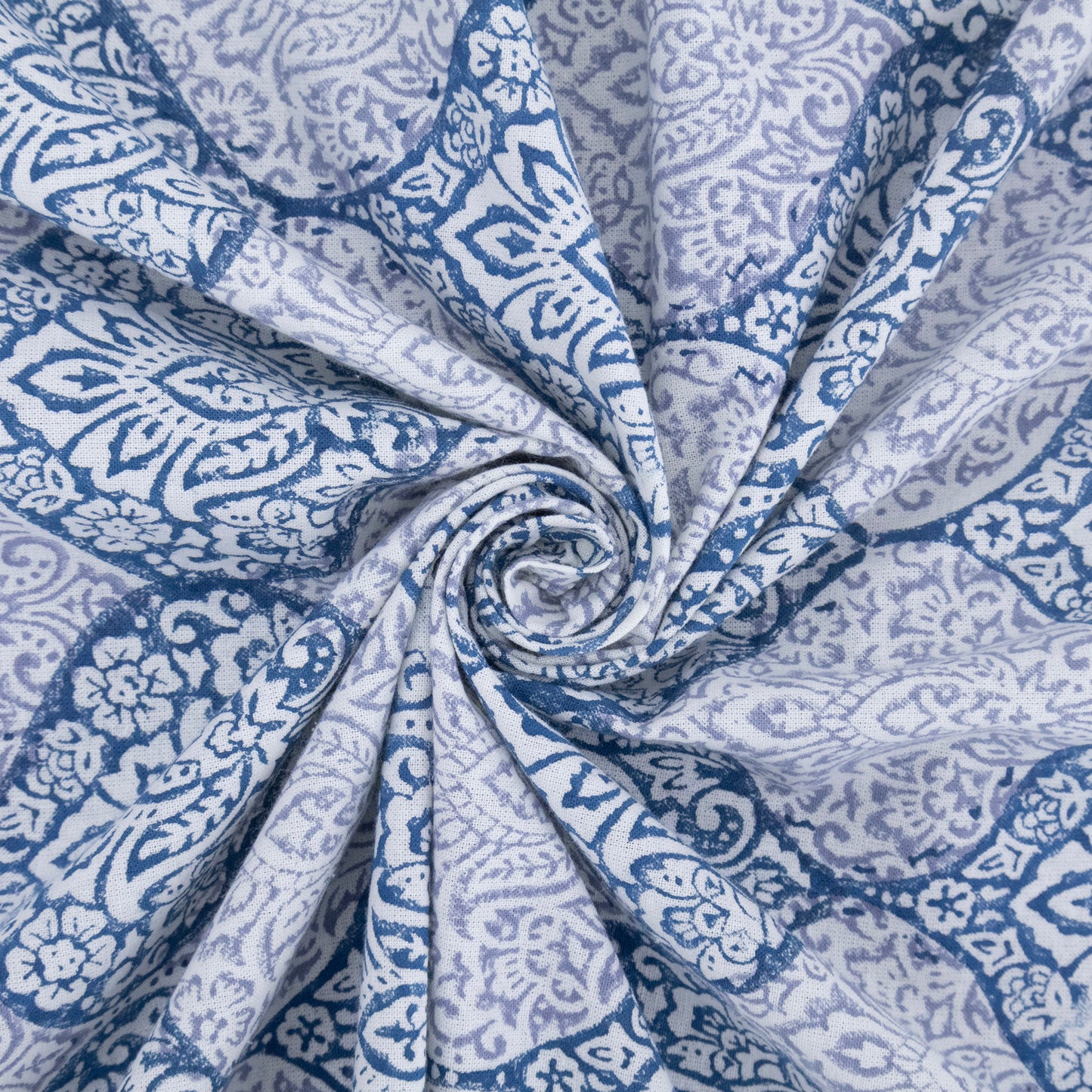 Artisan Block Print Cotton Tablecloth, Blue and Gray Indian Rectangle Dining Cover - My Store