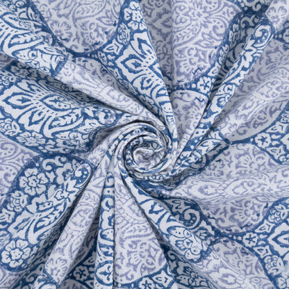 Artisan Block Print Cotton Tablecloth, Blue and Gray Indian Rectangle Dining Cover - My Store