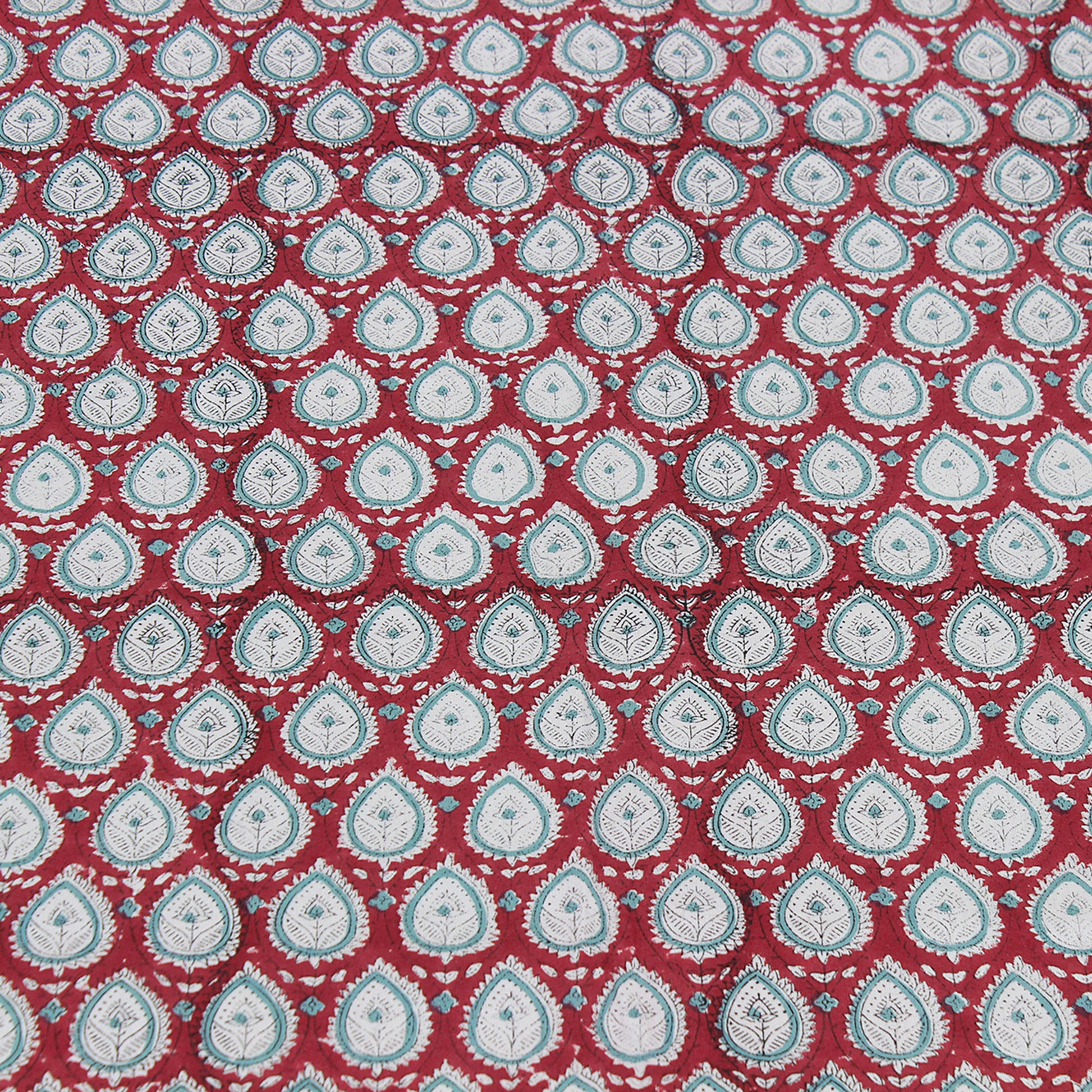 Cotton Red and White Hand Block Printed Dinning Tablecloth - My Store