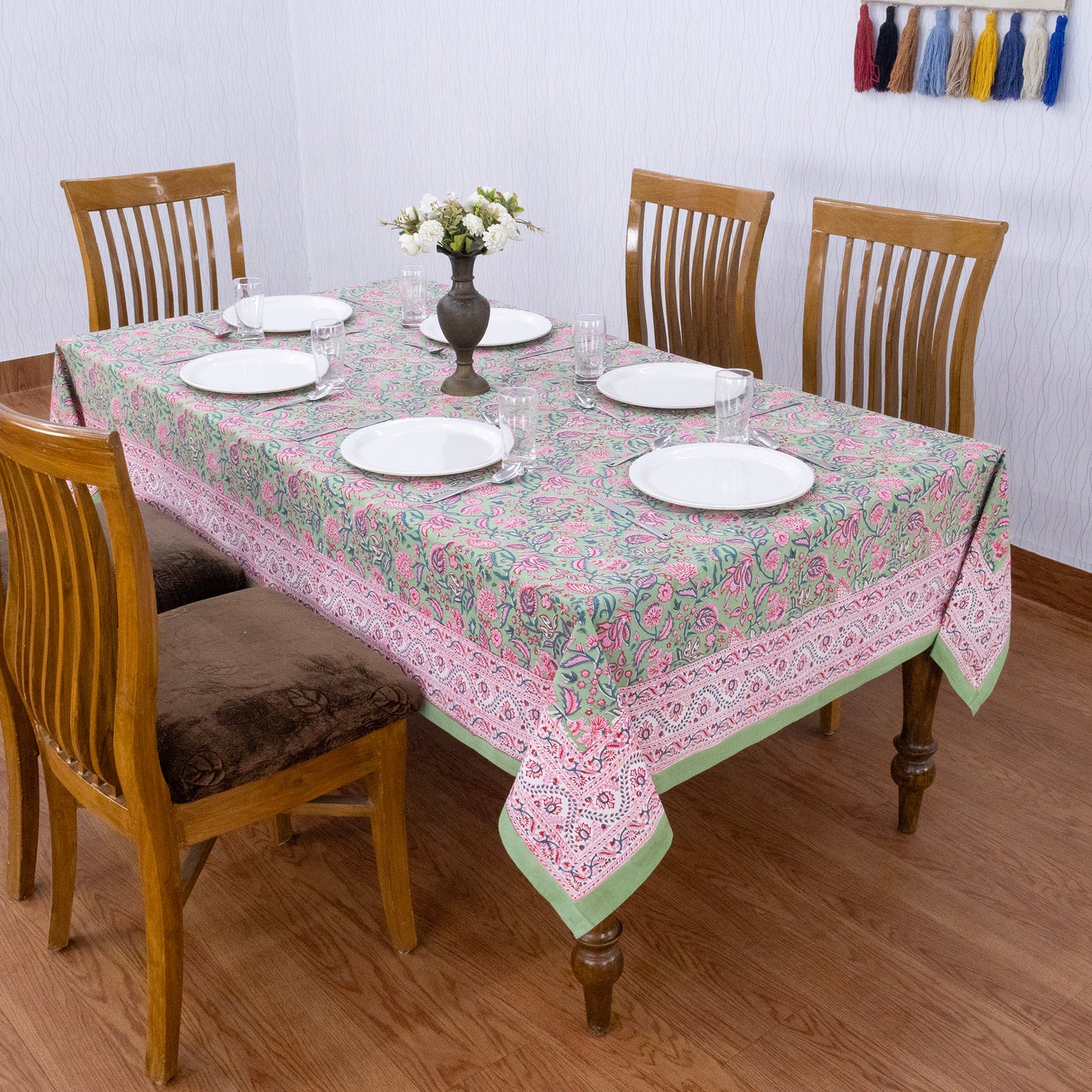 handmade tablecloth, green and pink tablecloth, block printed table cover, cotton table cover, premium cotton tablecloth, floral tablecloth, indian tablecloth, Jaipuri tablecloth, green and pink table linens, boho home decor, table cover for dinning table cover, rectangle table cover, table cloth for dinning decor, custom table cloth,  washable table cloth, outdoor tablecloth, indoor tablecloth, gifts for fathers day