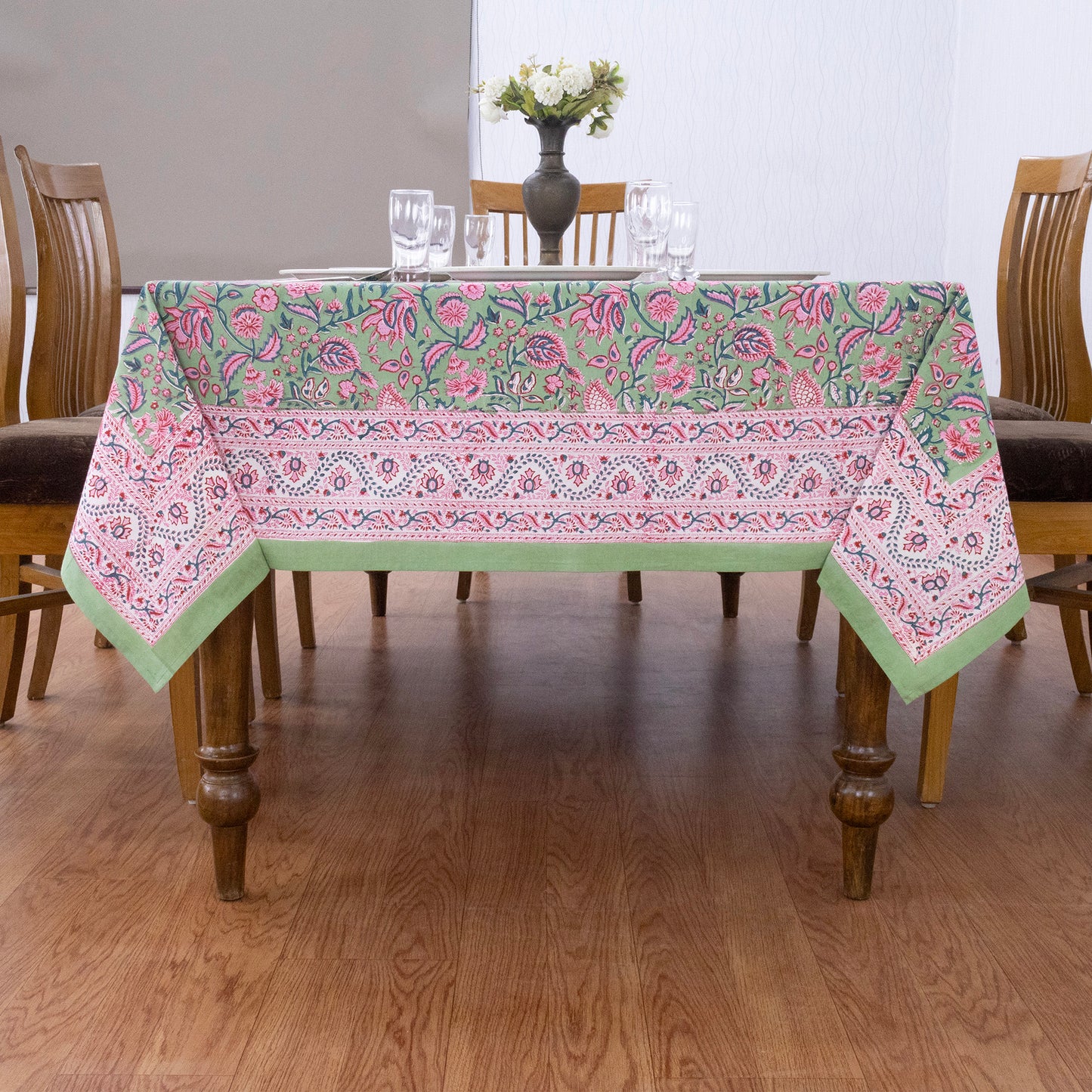 handmade tablecloth, green and pink tablecloth, block printed table cover, cotton table cover, premium cotton tablecloth, floral tablecloth, indian tablecloth, Jaipuri tablecloth, green and pink table linens, boho home decor, table cover for dinning table cover, rectangle table cover, table cloth for dinning decor, custom table cloth,  washable table cloth, outdoor tablecloth, indoor tablecloth, gifts for fathers day
