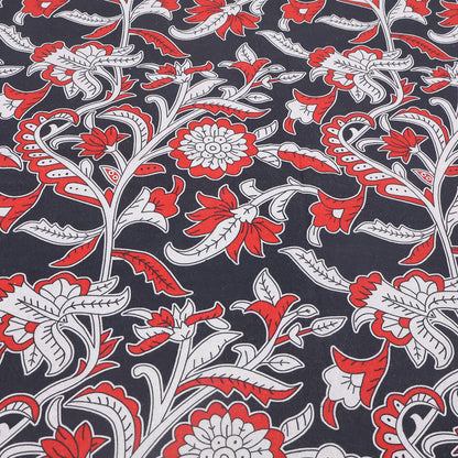 Red White Block Printed Cotton Tablecloth Rectangle Dinning Decor Table Linens - My Store