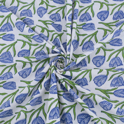 Indian Handmade Block Printed Cotton Purple and Green Rectangle Tablecloth - My Store