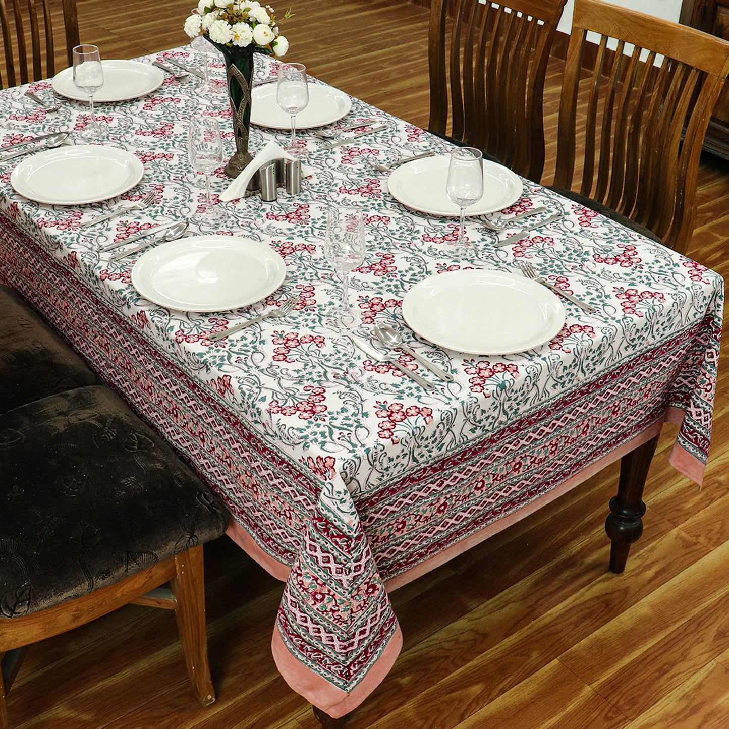 Indian Handmade Block Printed Cotton Tablecloth For Dinning Decor - My Store