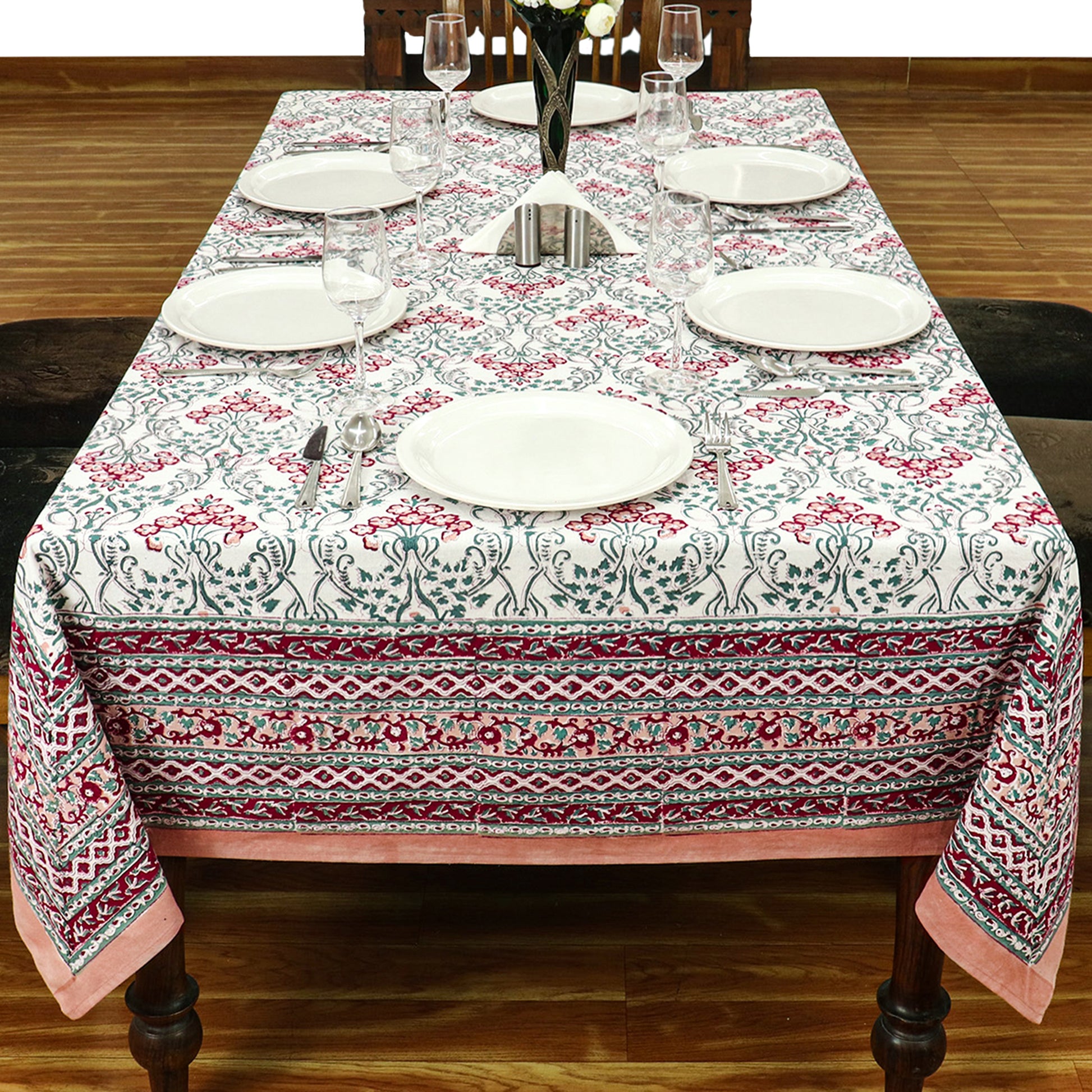 Indian Handmade Block Printed Cotton Tablecloth For Dinning Decor - My Store