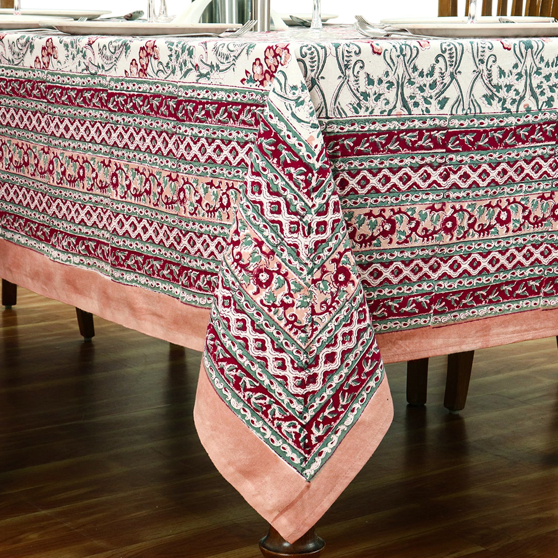 Indian Handmade Block Printed Cotton Tablecloth For Dinning Decor - My Store